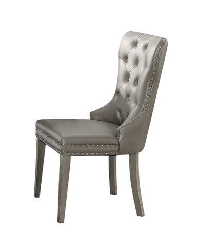 ACME 72157 Kacela Side Chair (Set-2), PU & Champagne ACME Furniture
