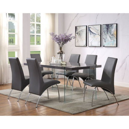 ACME 72190 Noland - Dining Table, White High Gloss & Clear Glass (1Set/2Ctn)