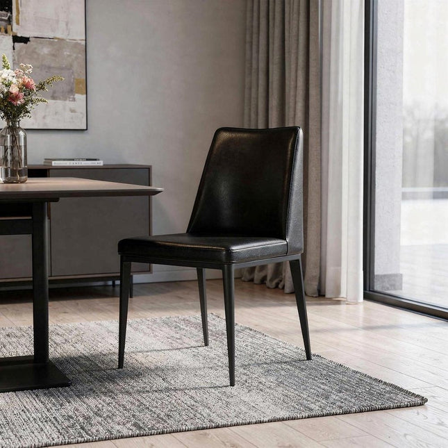 Black Faux Leather Dining Parsons Chair HomeRoots