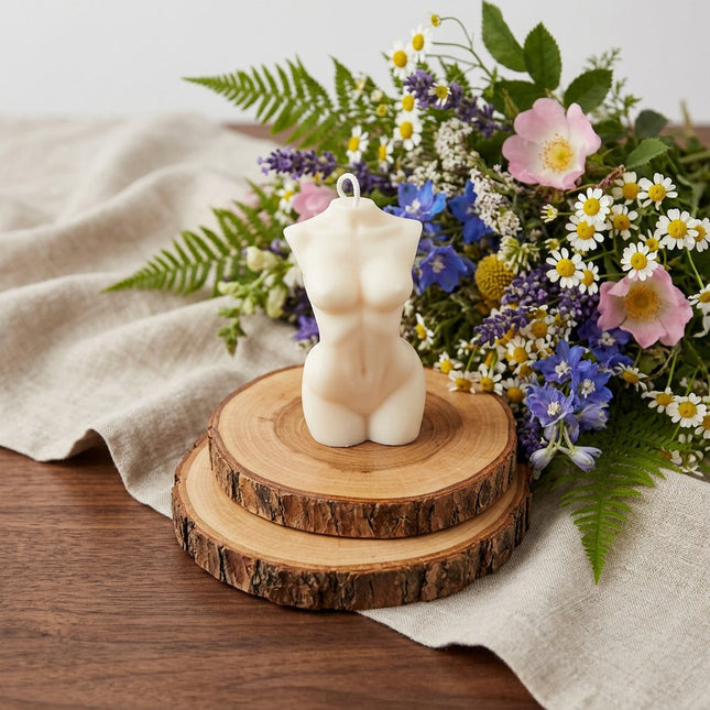 4" Ivory Black Ice Scented Dimensional Female Form Candle HomeRoots