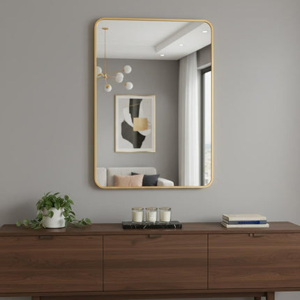 36" Gold Aluminum Framed Accent Mirror HomeRoots