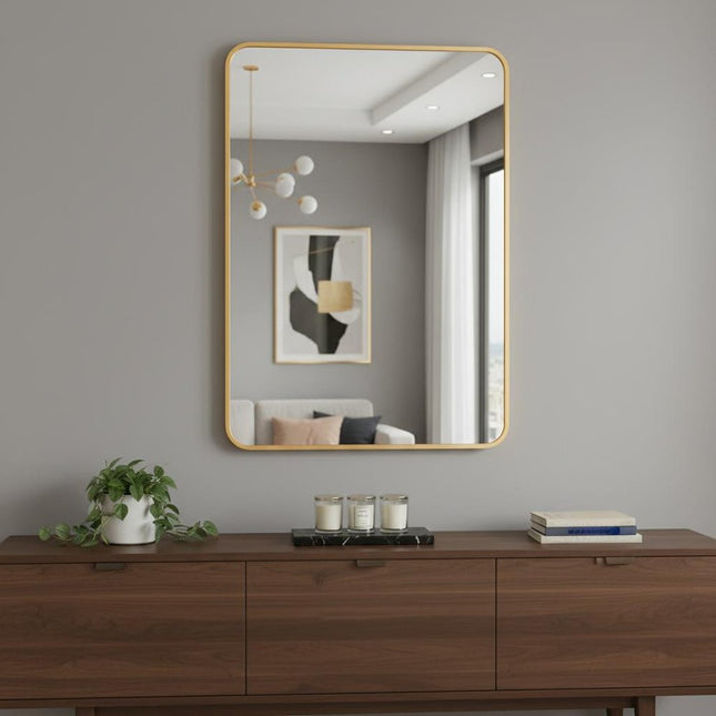 36" Gold Aluminum Framed Accent Mirror HomeRoots