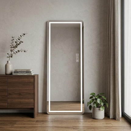 64" Black Aluminum Lighted Framed Full Length Mirror HomeRoots