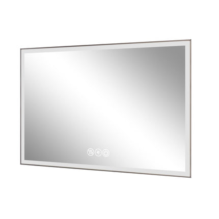 32" Silver Aluminum Lighted Framed Anti Fog Bathroom Vanity Mirror HomeRoots