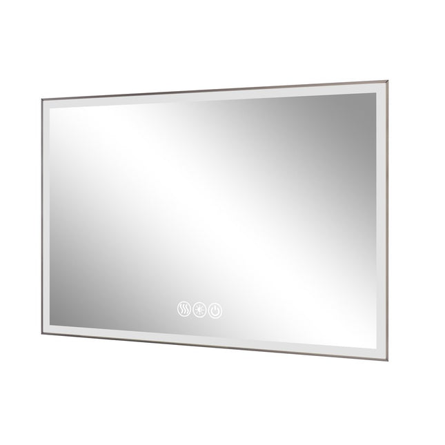 32" Silver Aluminum Lighted Framed Anti Fog Bathroom Vanity Mirror HomeRoots