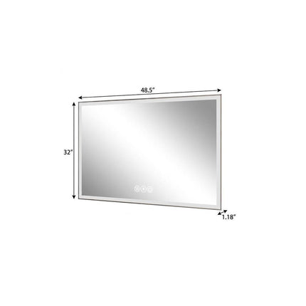 32" Silver Aluminum Lighted Framed Anti Fog Bathroom Vanity Mirror HomeRoots