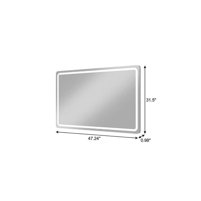 32" Silver Lighted Frameless Anti Fog Bathroom Vanity Mirror HomeRoots