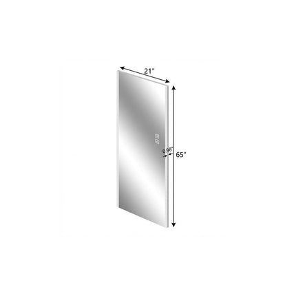 65" Silver Lighted Wall Mounted And Leaning Frameless Full Length Hanging Mirror HomeRoots