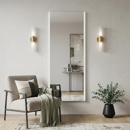 65" Silver Lighted Wall Mounted And Leaning Frameless Full Length Hanging Mirror HomeRoots