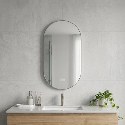 48" Oval Lighted Frameless Anti Fog Bathroom Vanity Mirror HomeRoots
