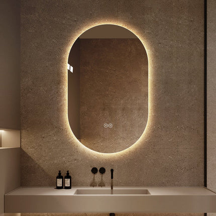 48" Oval Lighted Frameless Anti Fog Bathroom Vanity Mirror HomeRoots
