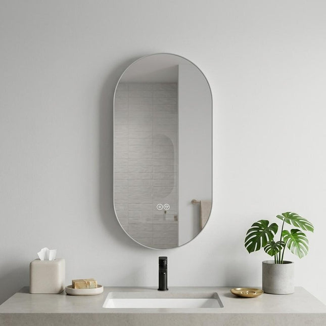 48" Oval Lighted Frameless Anti Fog Bathroom Vanity Mirror HomeRoots