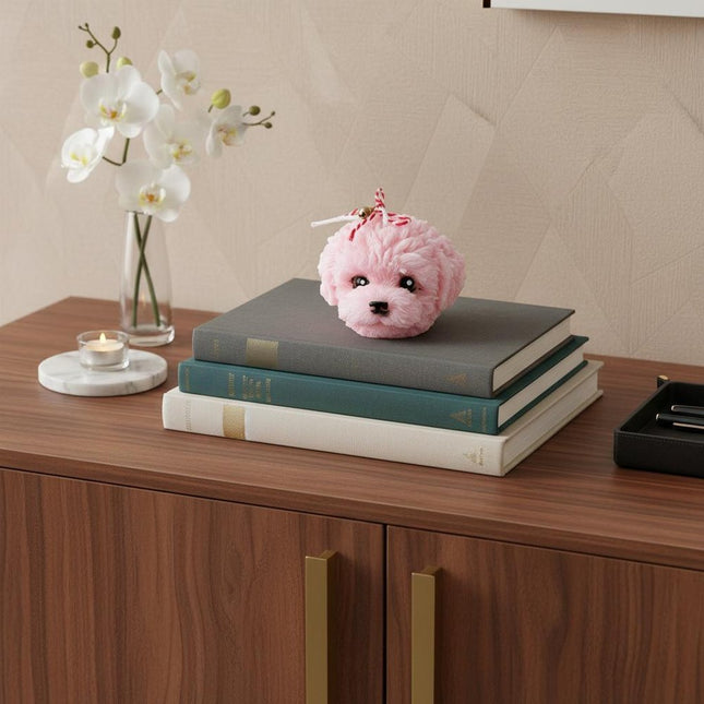 2" Pink Unscented Dimensional Dog Candle HomeRoots
