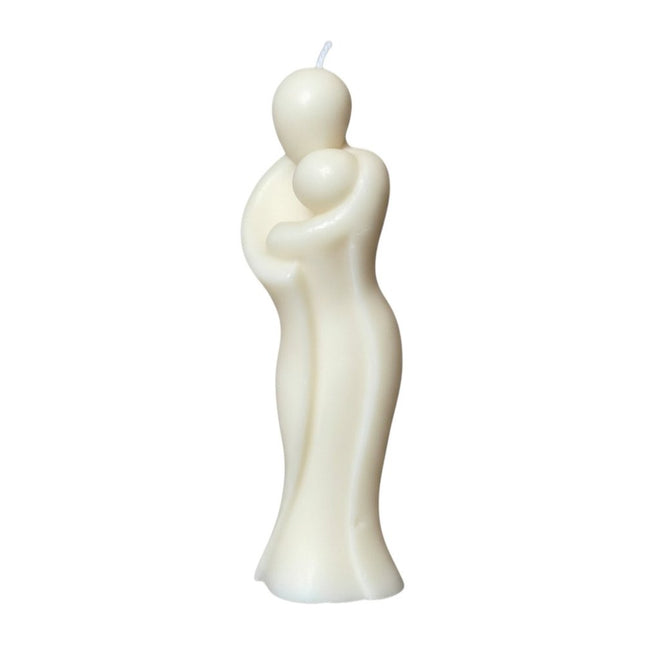 2" White Black Ice Scented Mother And Child Dimensional Candle