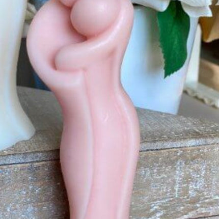 2" Peach Unscented Mother And Child Dimensional Candle HomeRoots