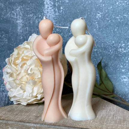 2" Peach Unscented Mother And Child Dimensional Candle HomeRoots