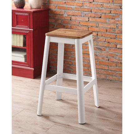 ACME 72331 Jacotte Bar Stool (1 Piece), Natural & White, 30" Seat Height
