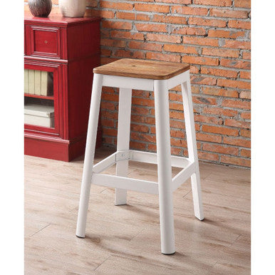 ACME 72331 Jacotte Bar Stool (1 Piece), Natural & White, 30" Seat Height ACME Furniture