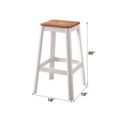 ACME 72331 Jacotte Bar Stool (1 Piece), Natural & White, 30" Seat Height