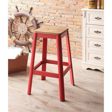 ACME 72334 Jacotte Bar Stool (1 Piece), Natural & Red, 30" Seat Height ACME Furniture