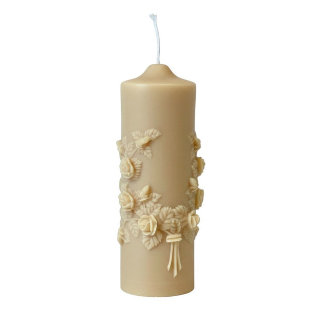 2" Almond Unscented Candle Round Pillar HomeRoots