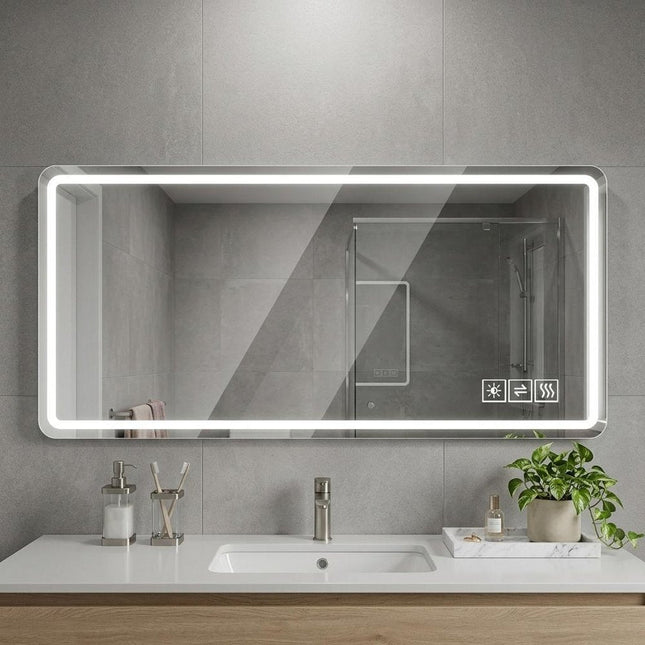 28" Lighted Frameless Anti Fog Bathroom Vanity Mirror HomeRoots