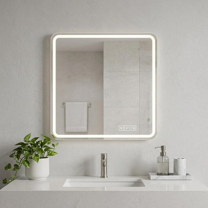 36" Square Lighted Frameless Anti Fog Bathroom Vanity Mirror HomeRoots
