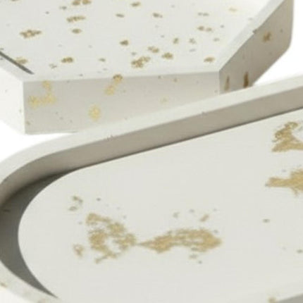 Set of Three Gold And White Resin Handmade Trinket Trays HomeRoots