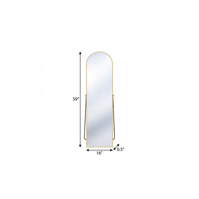 59" Gold Aluminum Arch Freestanding And Wall Mounted Framed Full Length Mirror HomeRoots