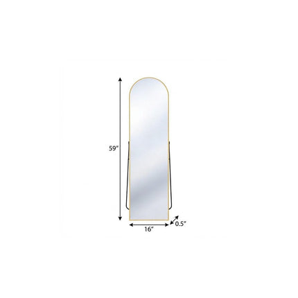 59" Gold Aluminum Arch Freestanding And Wall Mounted Framed Full Length Mirror HomeRoots