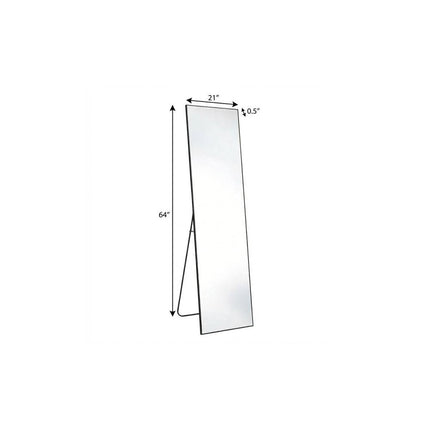 64" Black Aluminum Freestanding And Wall Mounted Framed Full Length Mirror HomeRoots