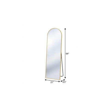 64" Gold Aluminum Arch Freestanding And Wall Mounted Framed Full Length Mirror HomeRoots