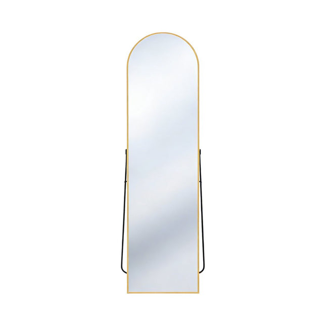 64" Gold Aluminum Arch Freestanding And Wall Mounted Framed Full Length Mirror HomeRoots