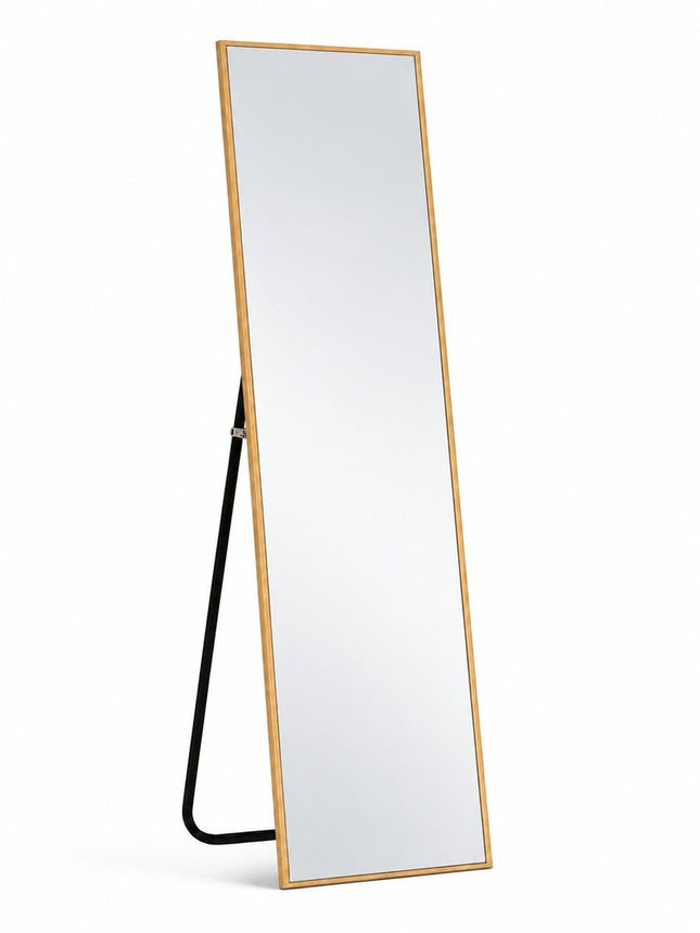 64" Gold Aluminum Freestanding And Wall Mounted Framed Full Length Mirror HomeRoots