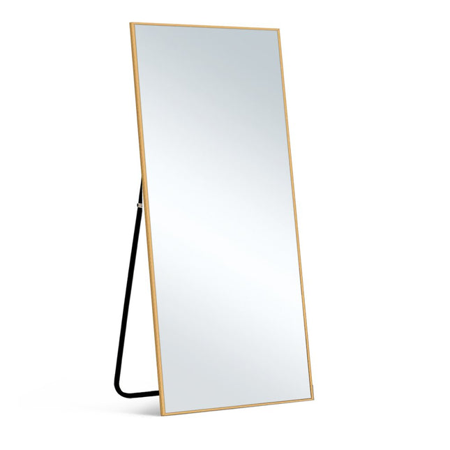 64" Gold Aluminum Freestanding And Wall Mounted Framed Full Length Mirror HomeRoots