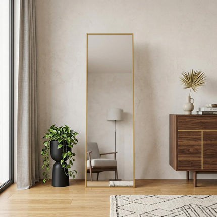 70" Gold Aluminum Freestanding And Wall Mounted Framed Full Length Mirror HomeRoots