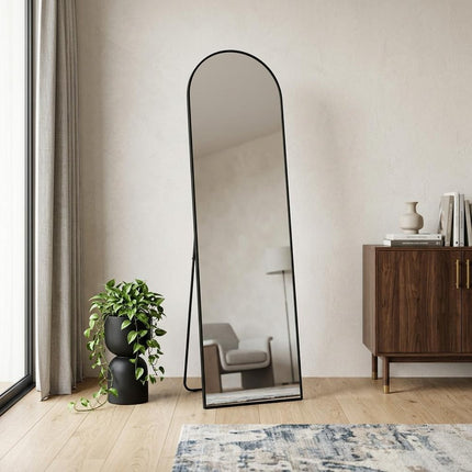 70" Black Aluminum Arch Freestanding And Wall Mounted Framed Full Length Mirror HomeRoots