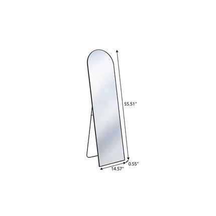 56" Black Aluminum Arch Freestanding And Wall Mounted Framed Full Length Mirror HomeRoots