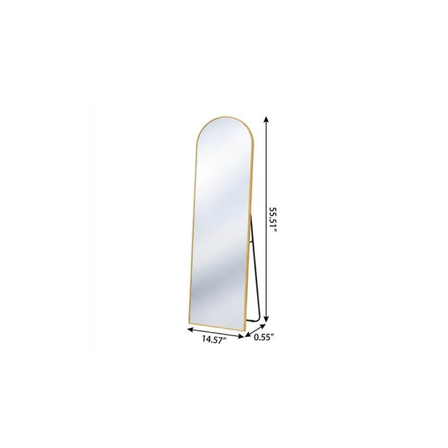 56" Gold Aluminum Arch Freestanding And Wall Mounted Framed Full Length Mirror