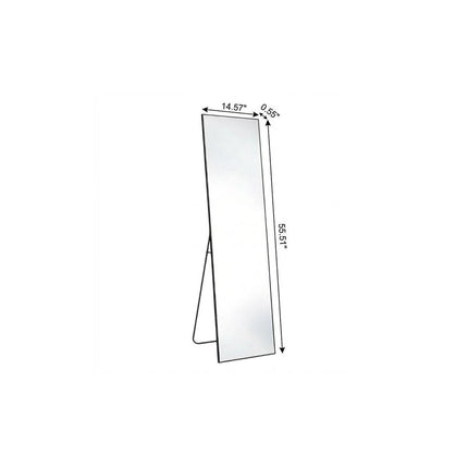 56" Black Aluminum Freestanding And Wall Mounted Framed Full Length Mirror HomeRoots