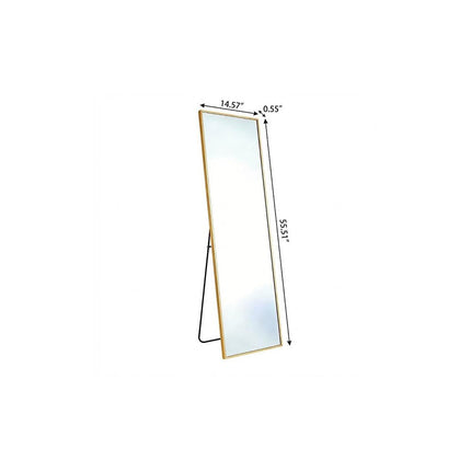 56" Gold Aluminum Freestanding And Wall Mounted Framed Full Length Mirror HomeRoots