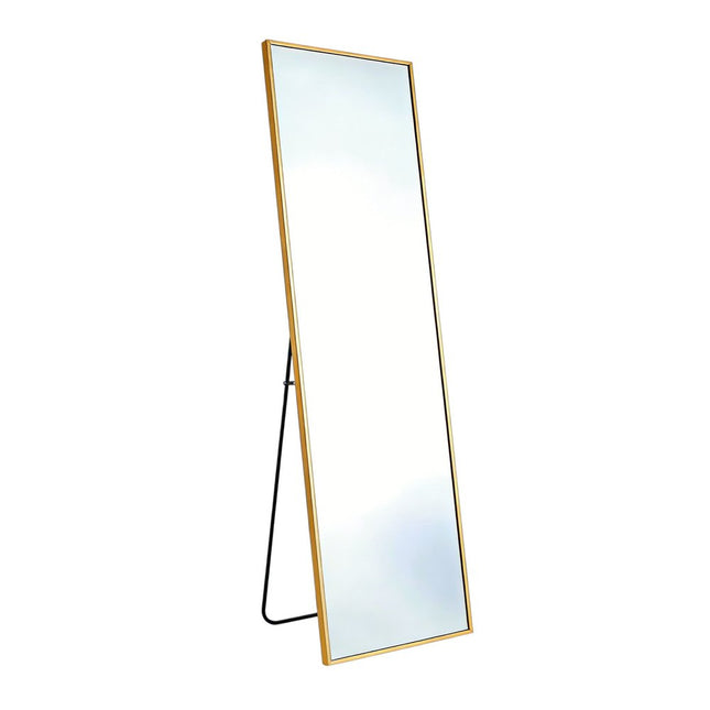 56" Gold Aluminum Freestanding And Wall Mounted Framed Full Length Mirror HomeRoots