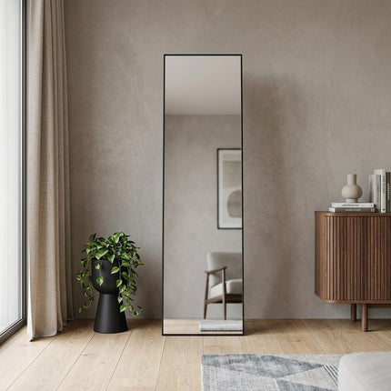 55" Black Aluminum Freestanding And Wall Mounted Framed Full Length Mirror HomeRoots