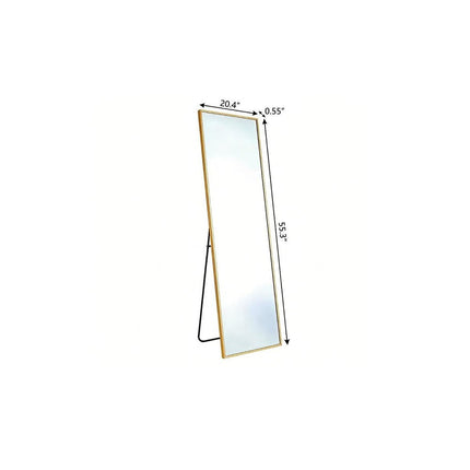 55" Gold Aluminum Freestanding And Wall Mounted Framed Full Length Mirror HomeRoots