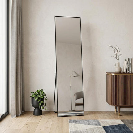 64" Black Aluminum Freestanding And Wall Mounted Framed Full Length Mirror HomeRoots