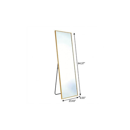 64" Gold Aluminum Freestanding And Wall Mounted Framed Full Length Mirror HomeRoots