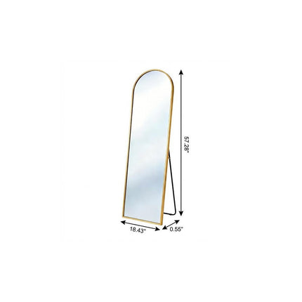 57" Gold Aluminum Arch Freestanding And Wall Mounted Framed Full Length Mirror HomeRoots