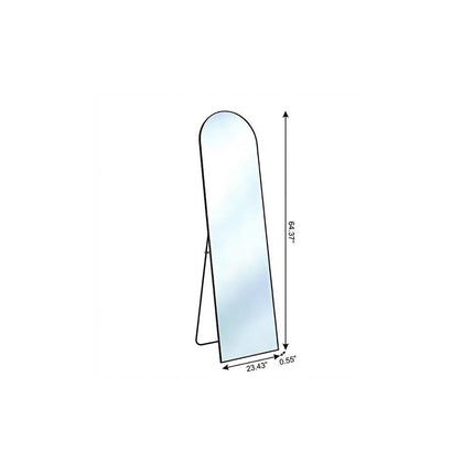 64" Black Aluminum Arch Freestanding And Wall Mounted Framed Full Length Mirror HomeRoots