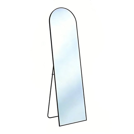 64" Black Aluminum Arch Freestanding And Wall Mounted Framed Full Length Mirror HomeRoots