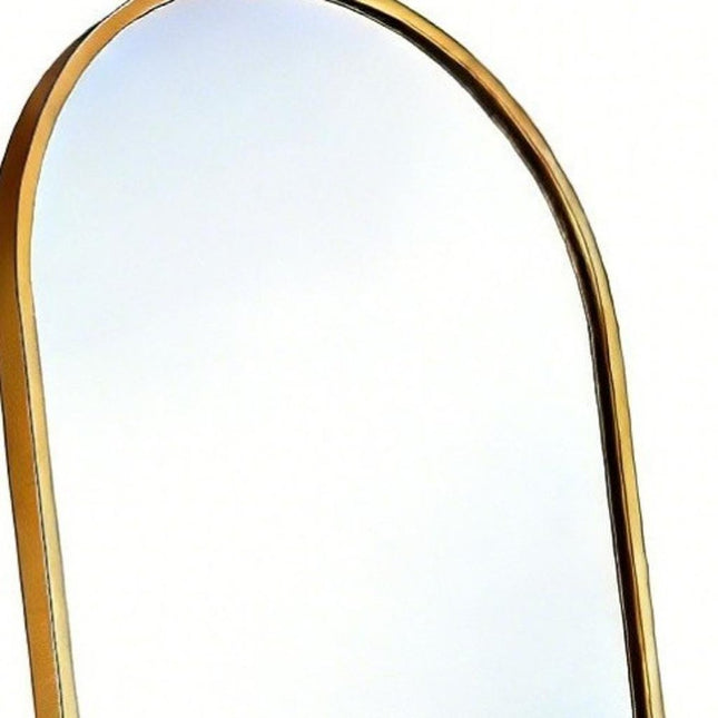 66" Gold Aluminum Arch Wall Mounted And Freestanding Framed Full Length Mirror HomeRoots